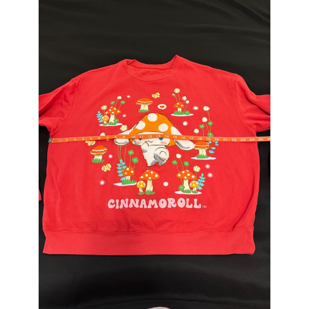 Sanrio Cinnamoroll Mushroom Red Graphic Sweatshirt Womens Pullover Kawaii 4799 - Picture 3 of 7